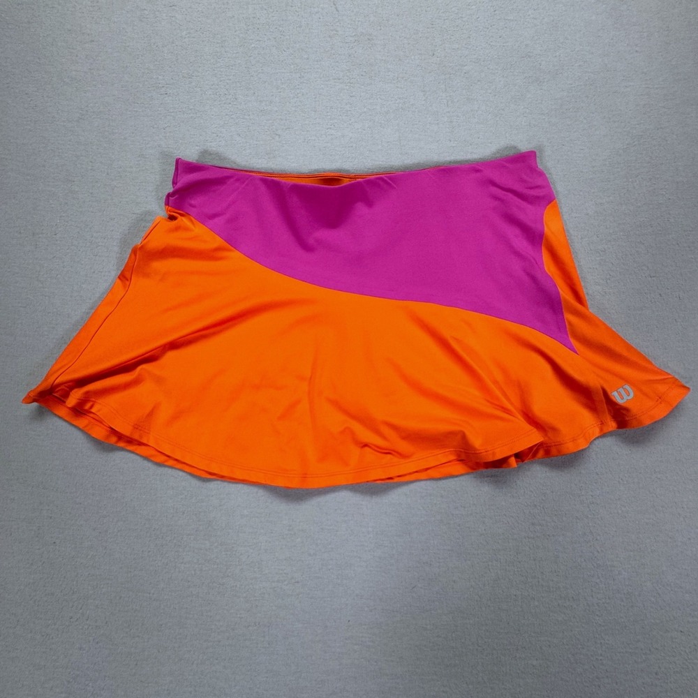 Wilson Womens Tennis Skort Orange Pink Colorblock Athletic Skirt Size‎ Large